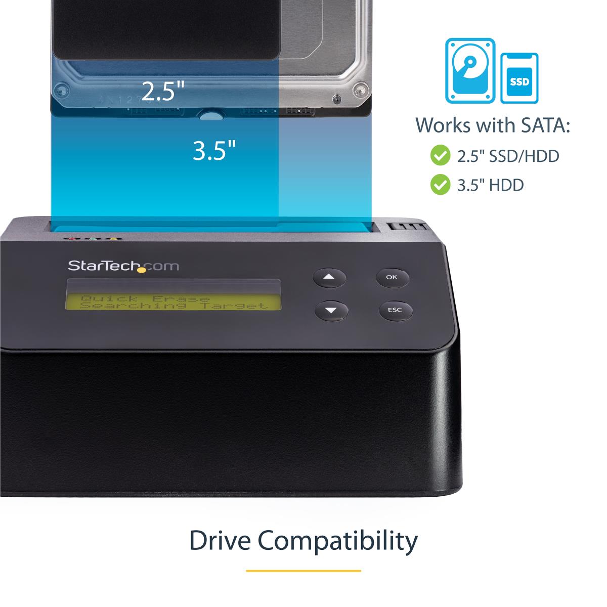 Dock  - Drive Eraser And For 2.5 / 3.5in SATA SSD / HDD - USB 3.0