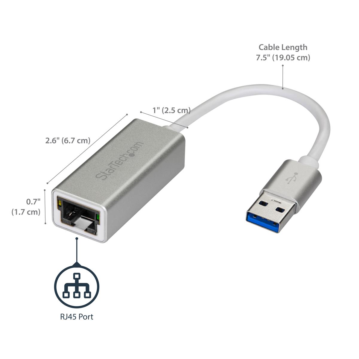 USB 3.0 To Gigabit Network Adapter - Silver