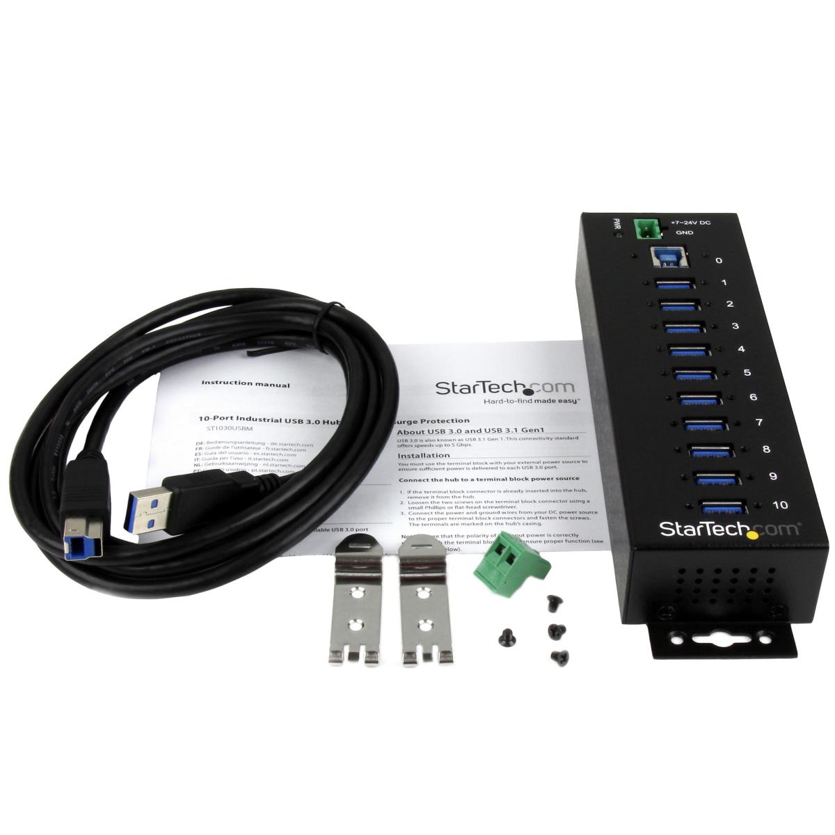 Rugged Metal 10port USB 3.0 Hub Din Rail And Wall-mountable