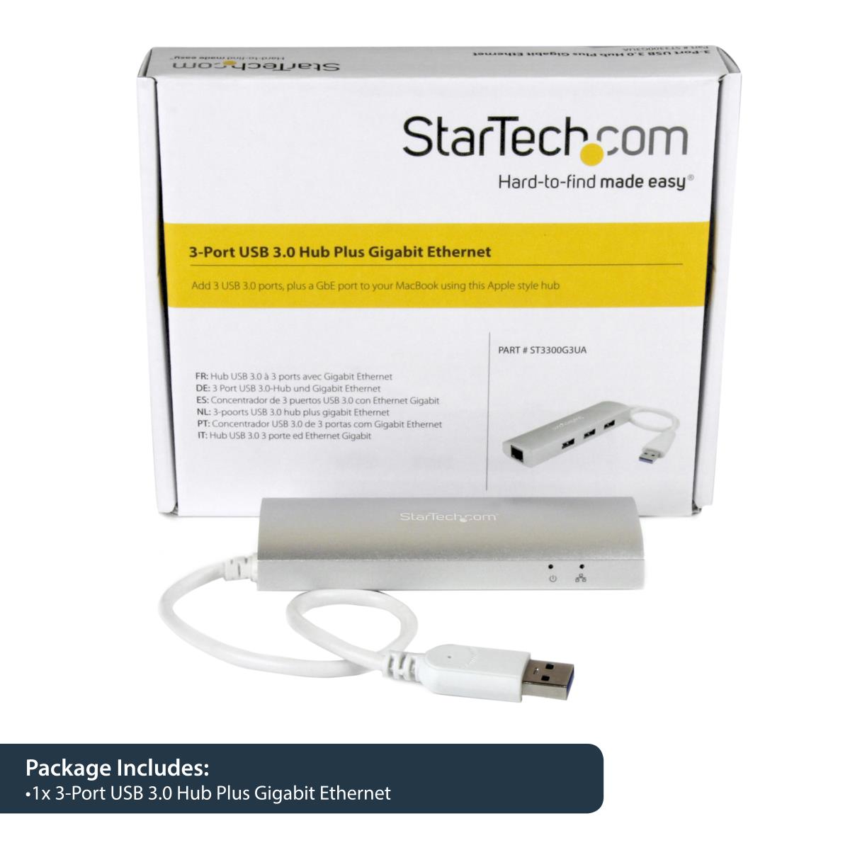 USB Hub 3port With Gigabit Network Adapter Silver