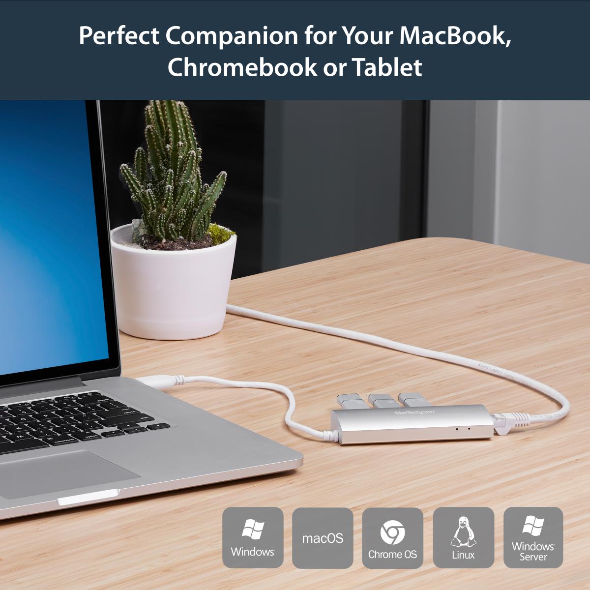 USB Hub 3port With Gigabit Network Adapter Silver