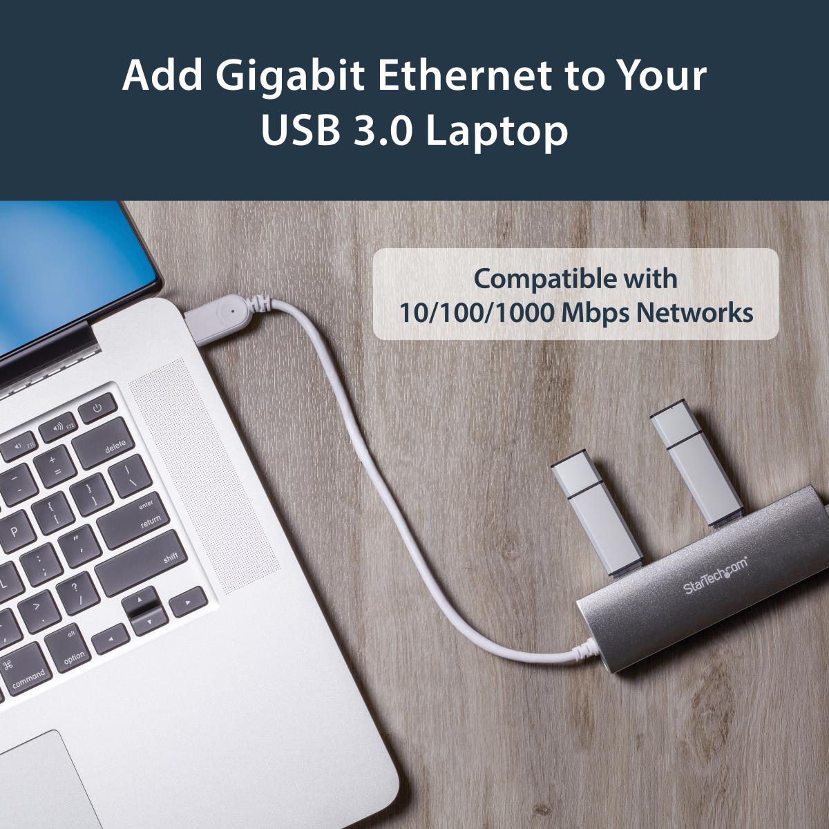 USB Hub 3port With Gigabit Network Adapter Silver
