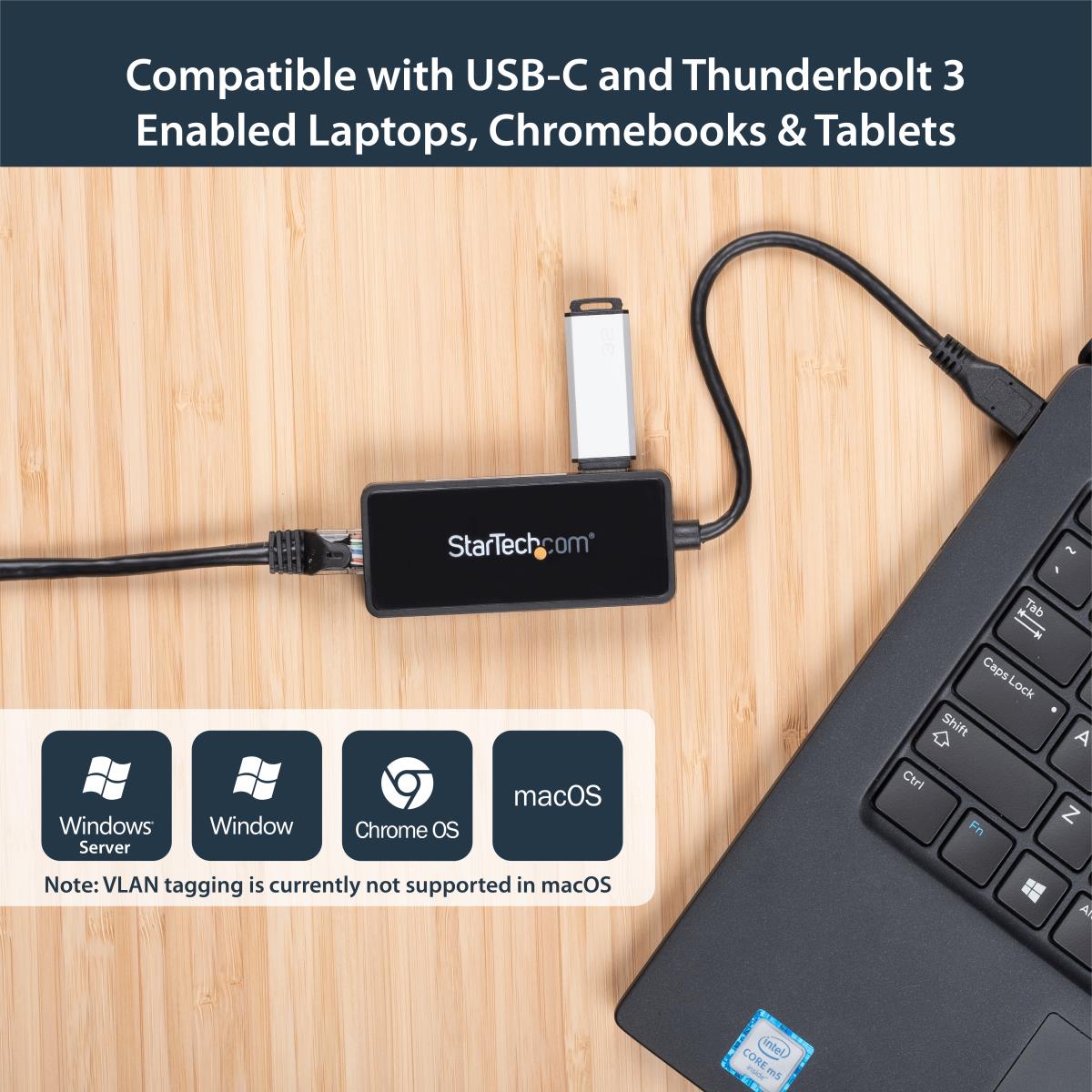 USB-C To Gigabit Network Adapter With Extra USB 3.0 Port