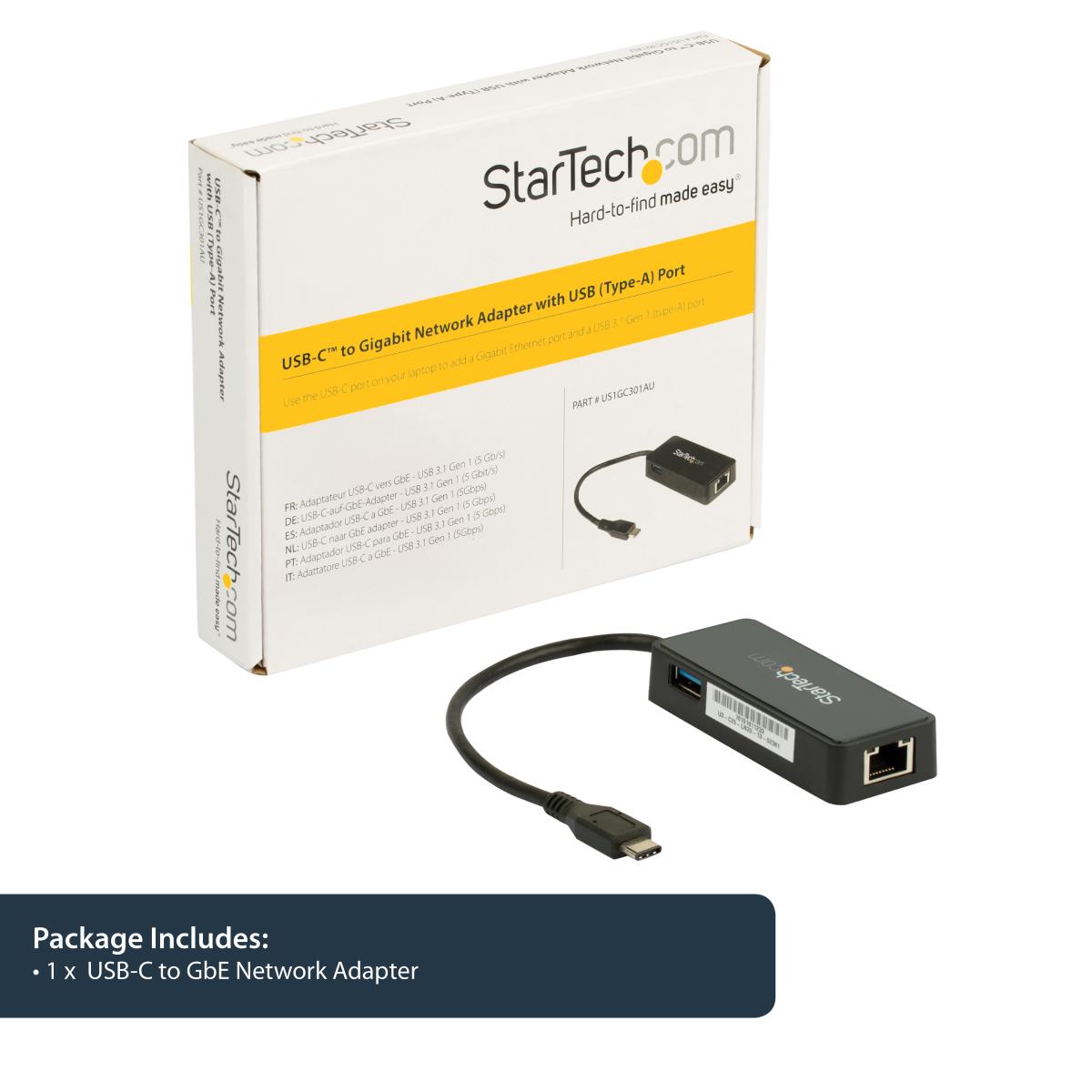 USB-C To Gigabit Network Adapter With Extra USB 3.0 Port