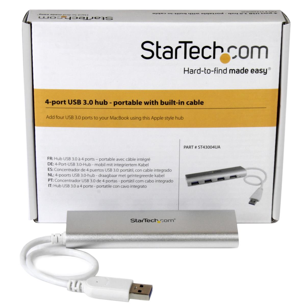 Portable USB Hub 3.0 4-port With Built-in Cable