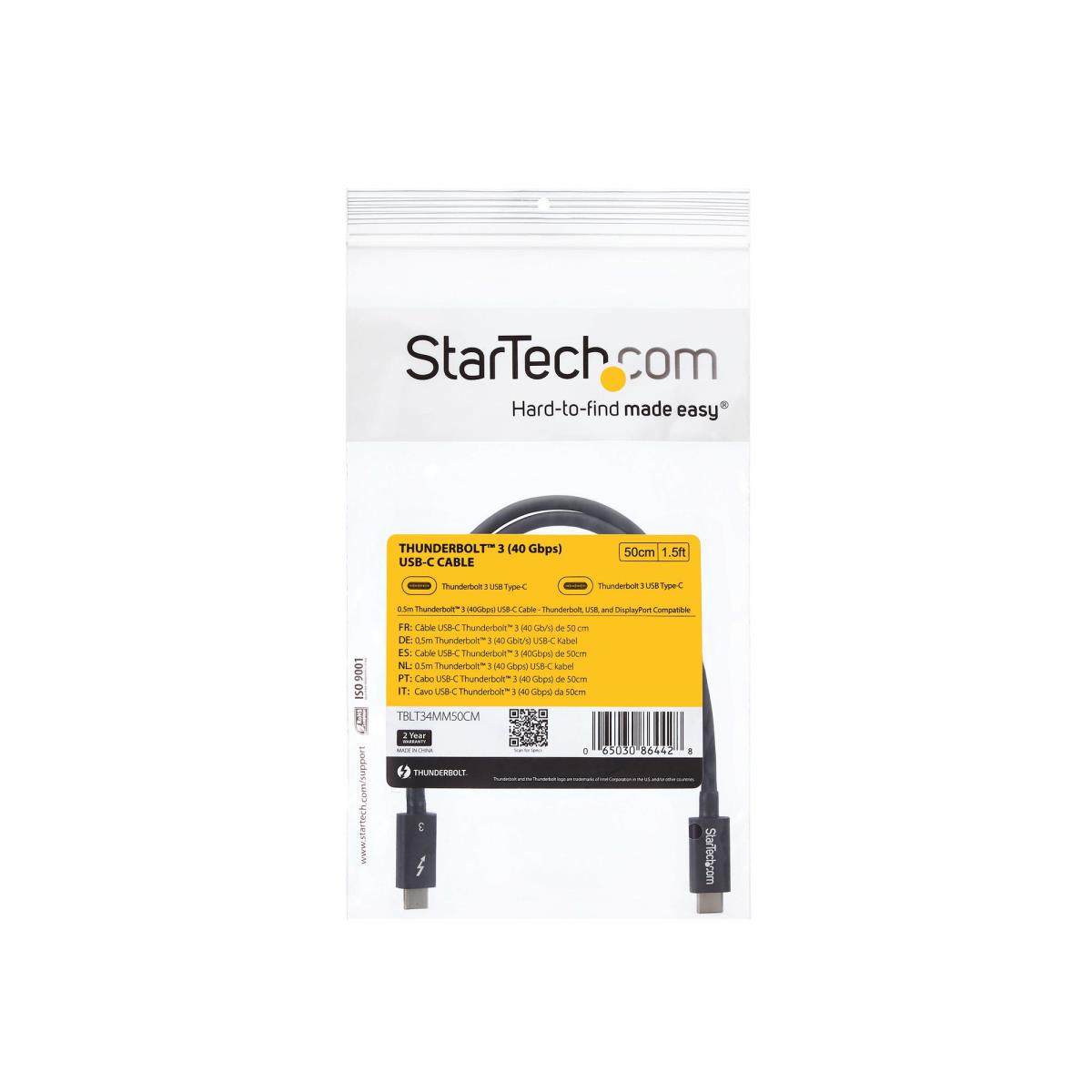 Thunderbolt 3 USB-c Cable 50cm 40gbps