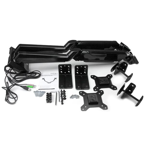 Dual Monitor Mount With 2-port USB And Audio Pass-through