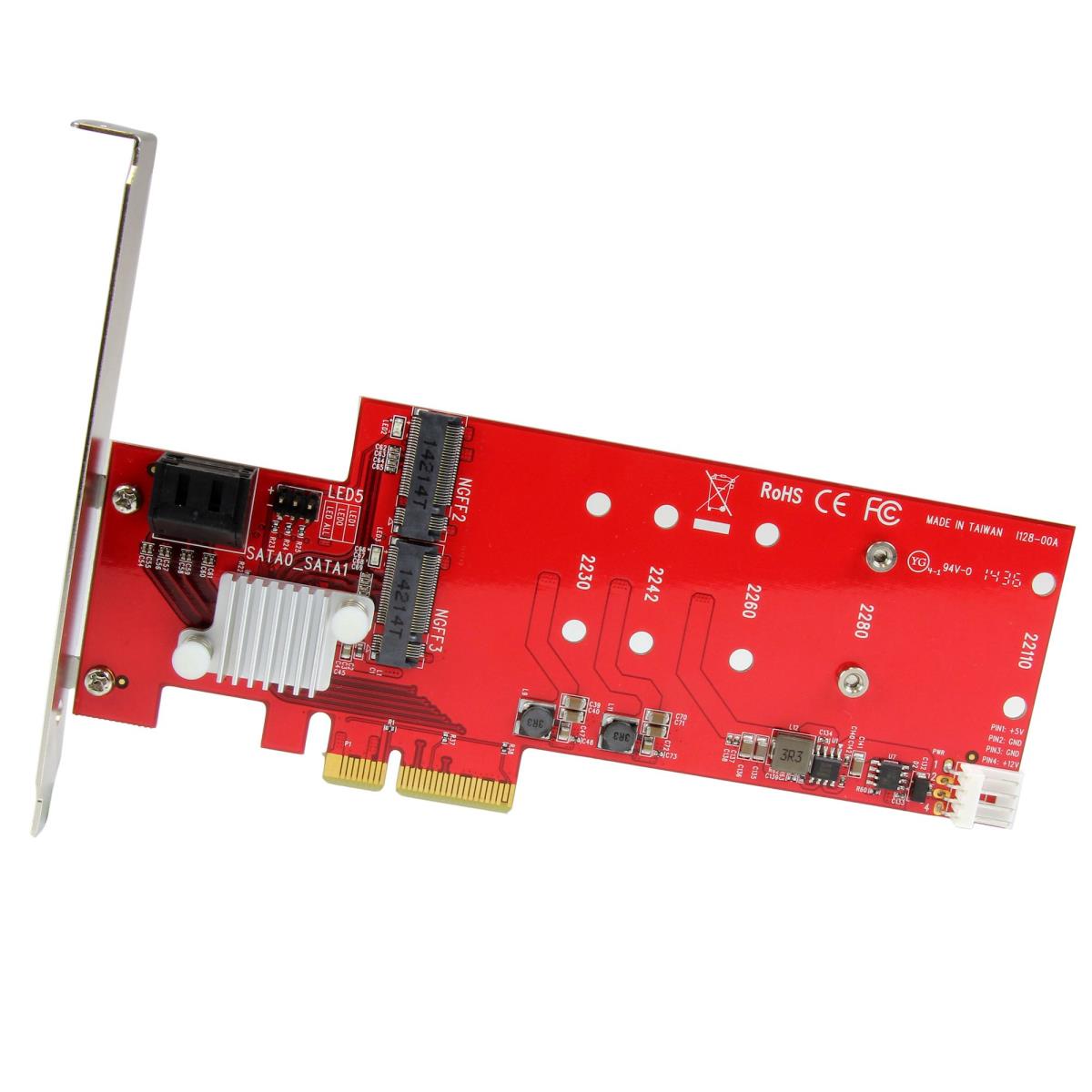 SSD Raid Controller Card Plus 2x M.2 Ngff/ 2x SATA III Ports - Pci-e