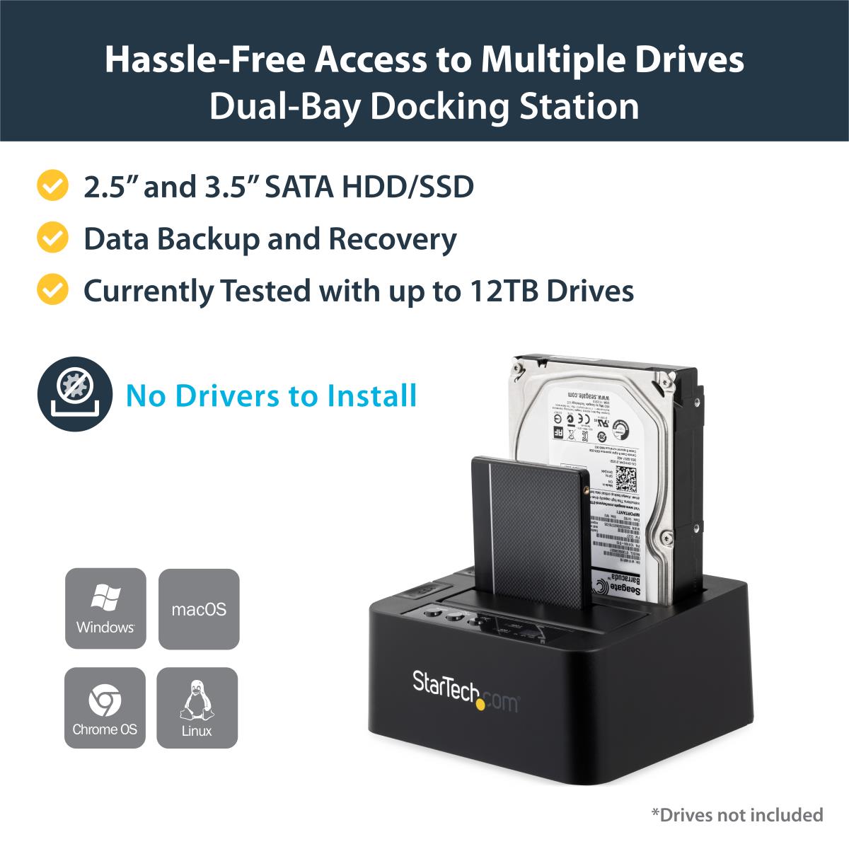 Dock - Standalone Duplicator USB 3.1 (10gbps) For 2.5in & 3.5in SATA SSD/HDD Drives - HDD Cloner