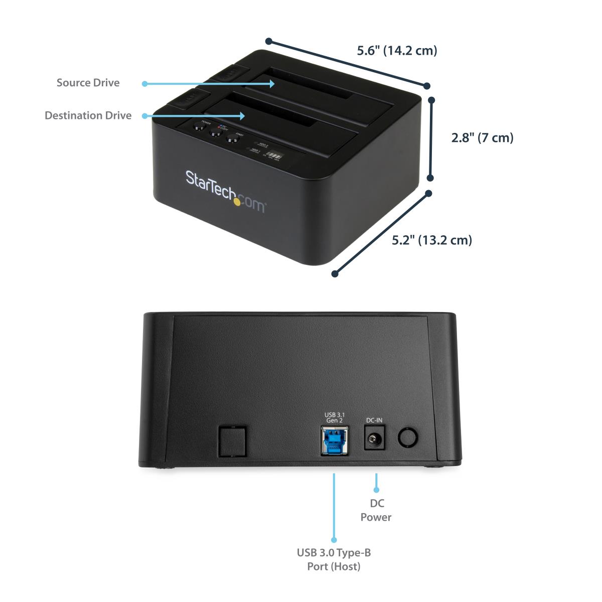 Dock - Standalone Duplicator USB 3.1 (10gbps) For 2.5in & 3.5in SATA SSD/HDD Drives - HDD Cloner