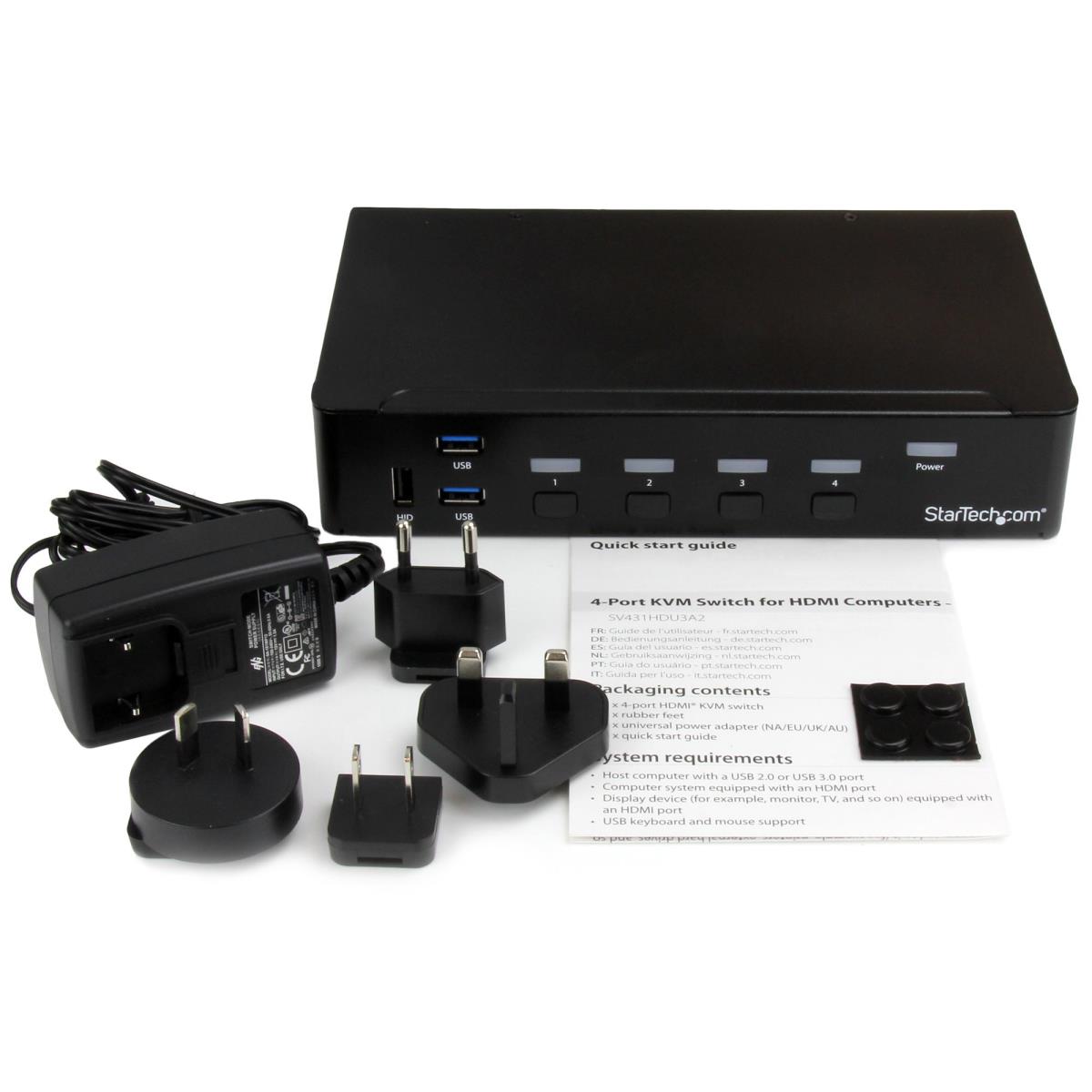 KVM Switch Hdmi - 4-port KVM Built-in USB 3.0 Hub-1080p