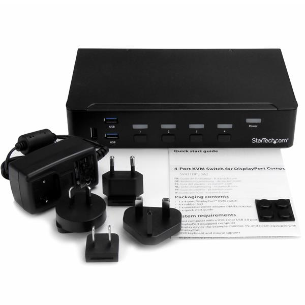 KVM Switch - DisplayPort 4-port Built-in USB 3.0 Hub-4k
