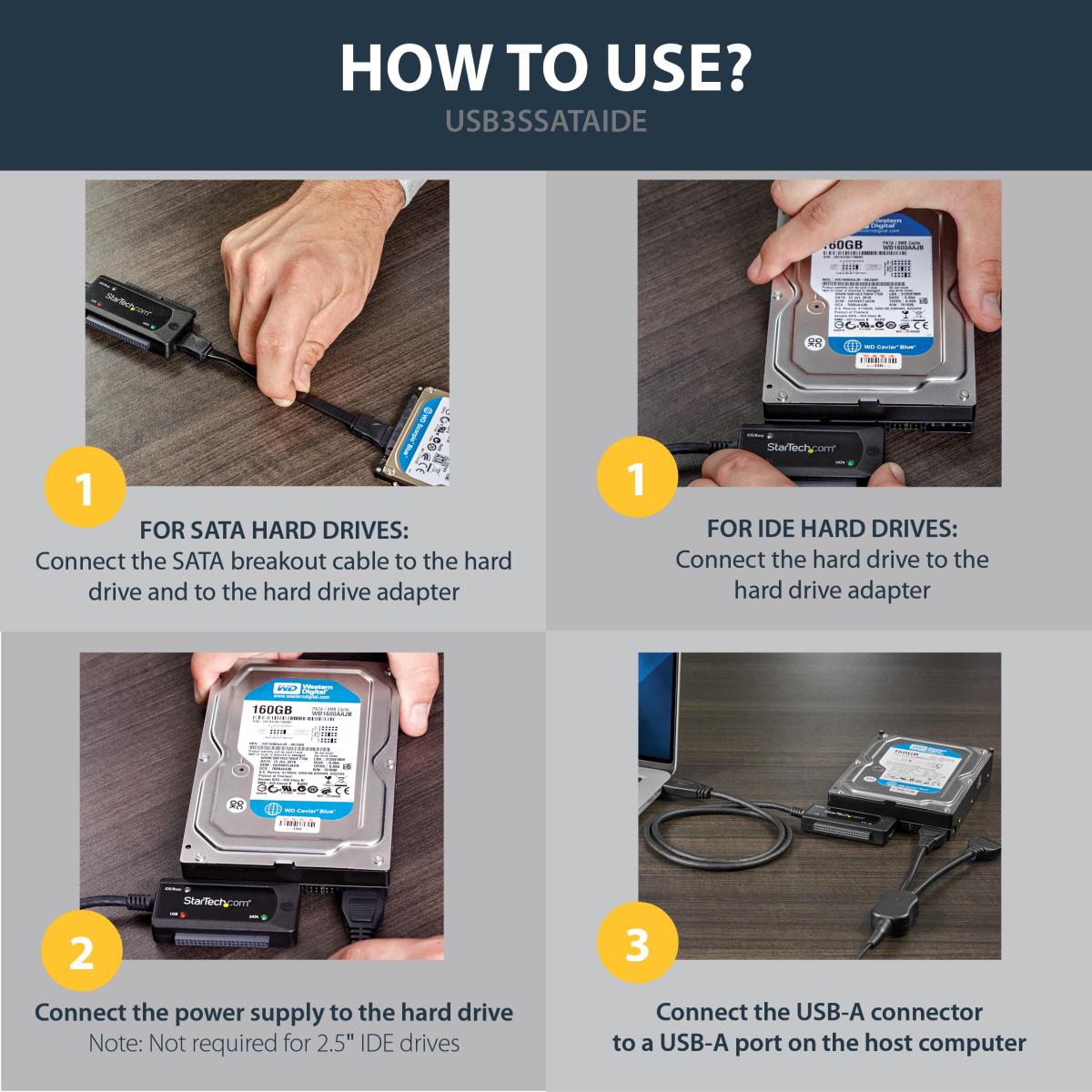 USB 3.1 (10 Gbps) Adapter Cable For 2.5in And 3.5in SATA Drives