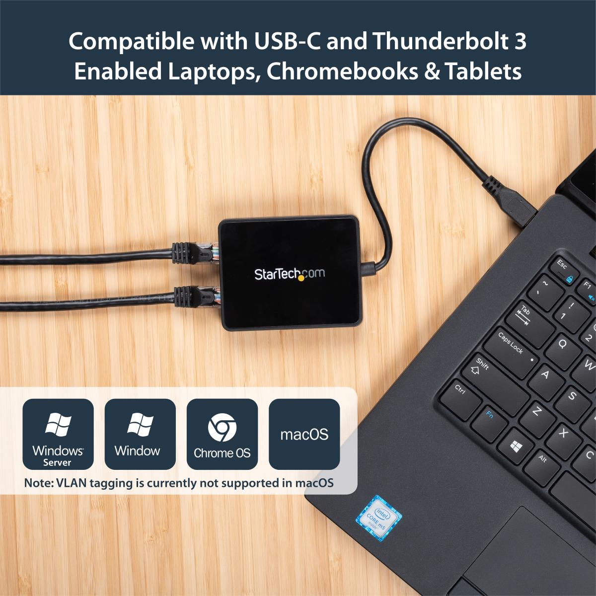 USB-c To Dual Gigabit Ethernet Adapter With USB (type-a) Port