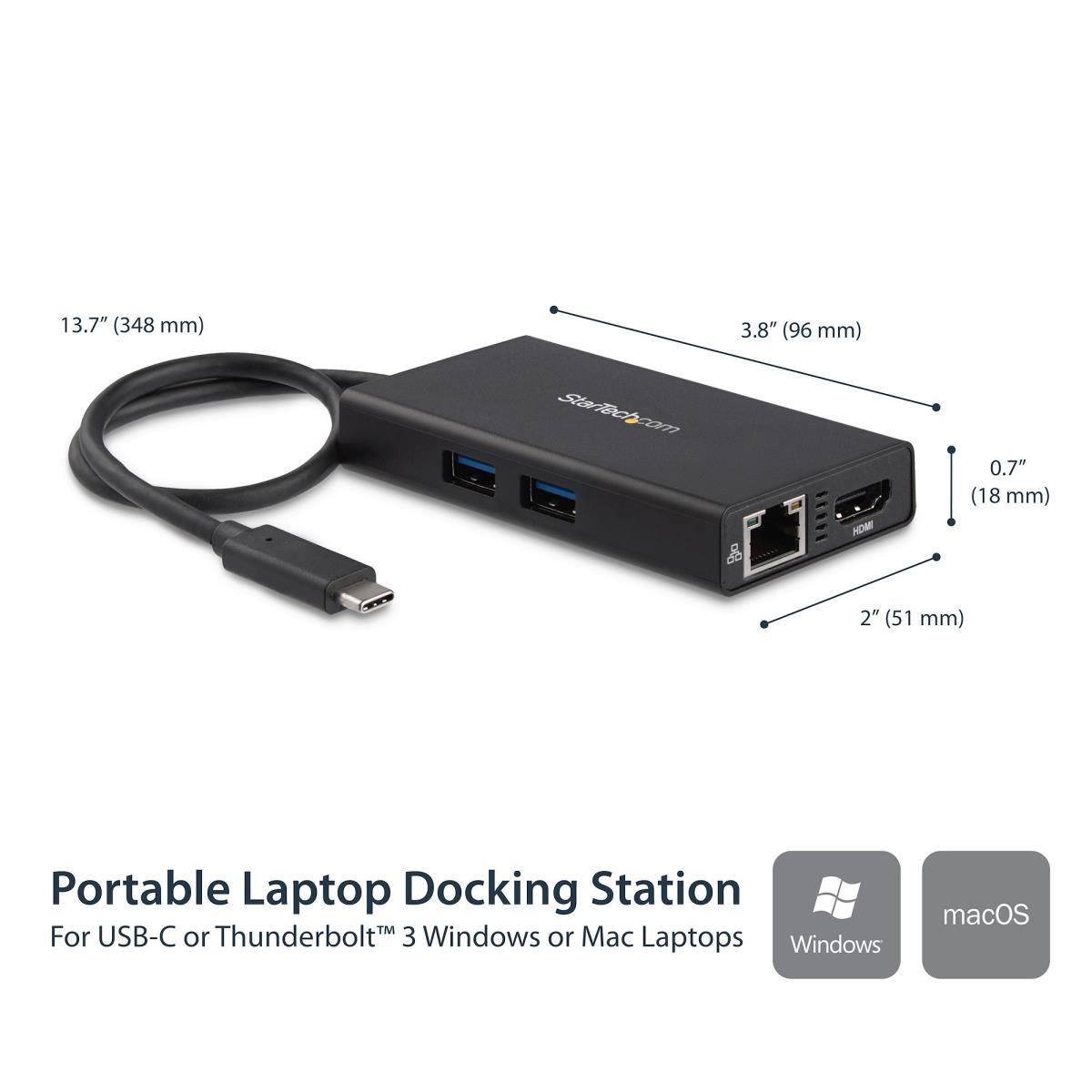 USB-c Multifunction Adapter For Laptops - Power Delivery - 4k Hdmi - Gbe - USB 3.0 - USB Type-