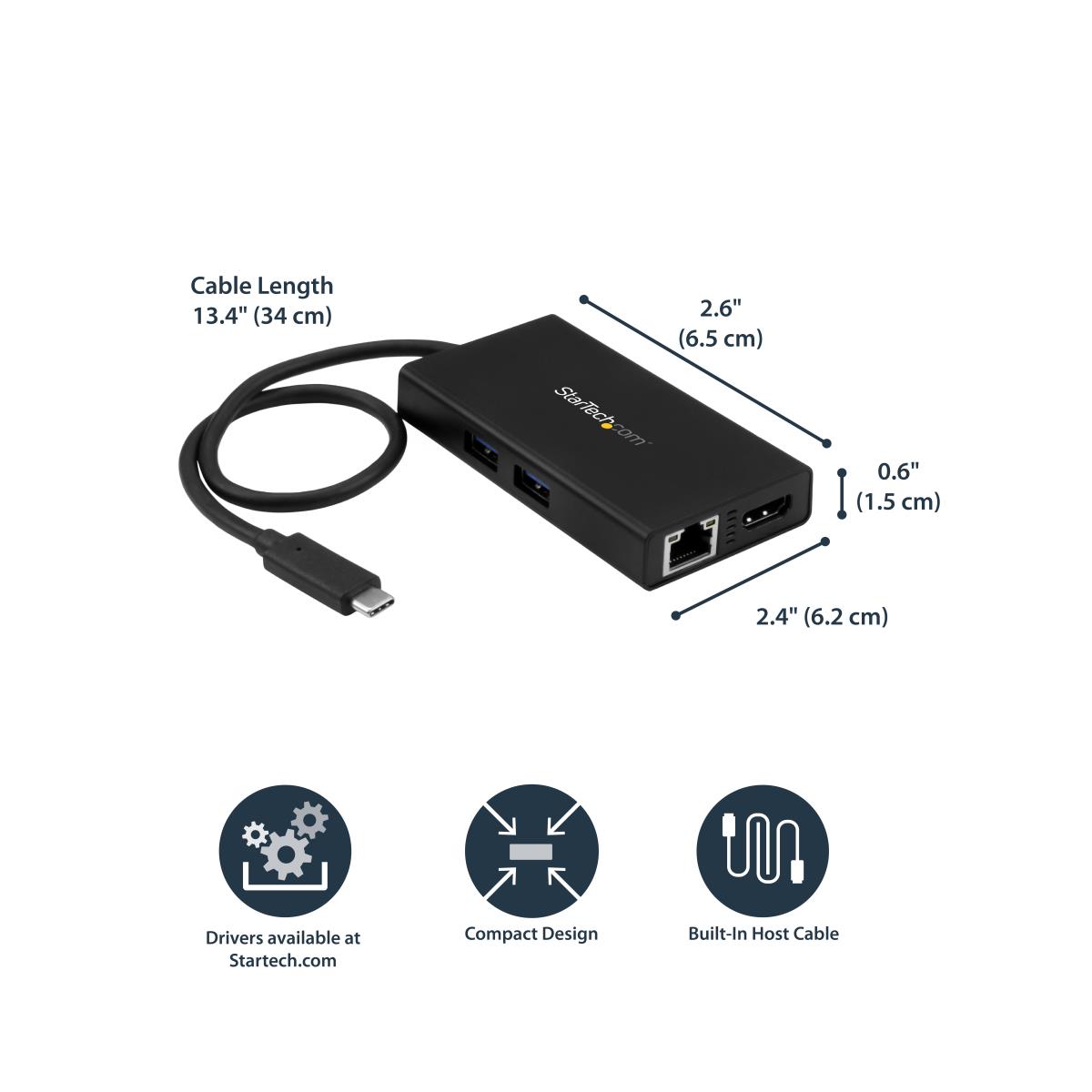 USB-c Multifunction Adapter For Laptops - Power Delivery - 4k Hdmi - Gbe - USB 3.0 - USB Type-
