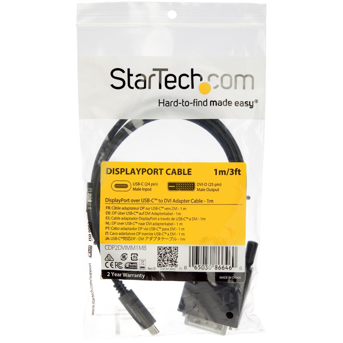 USB Type-c To DVI Adapter Cable-USB-c To DVI-2560x1600 1m