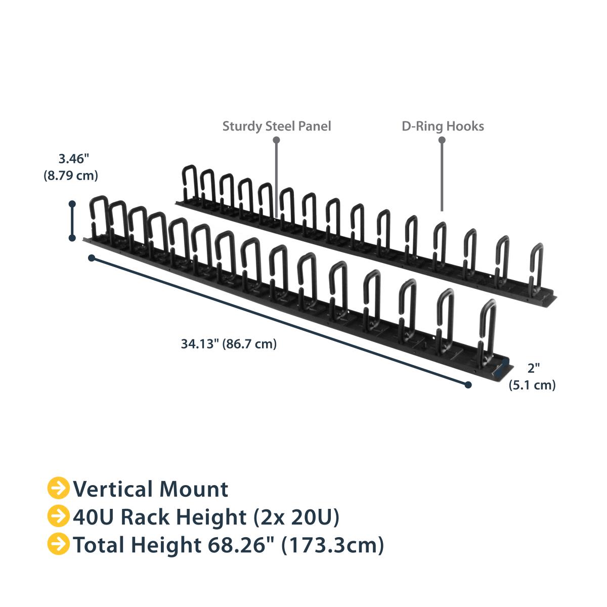 Vertical Cable Organizer With D-ring Hooks - 0u - 6ft
