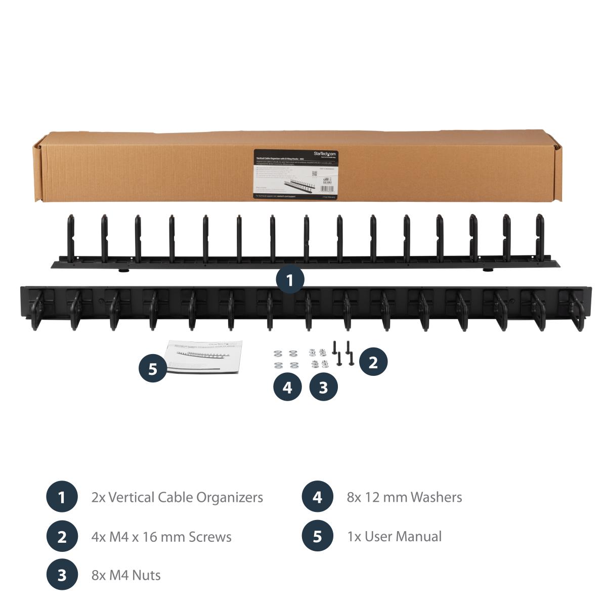 Vertical Cable Organizer With D-ring Hooks - 0u - 6ft