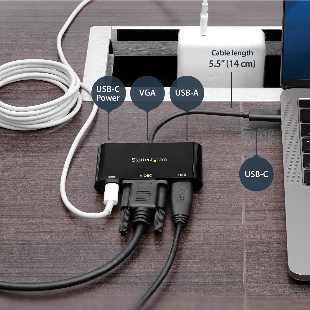 USB Type-c To Vga Adapter With Pd & USB Port - USB-c Adapter