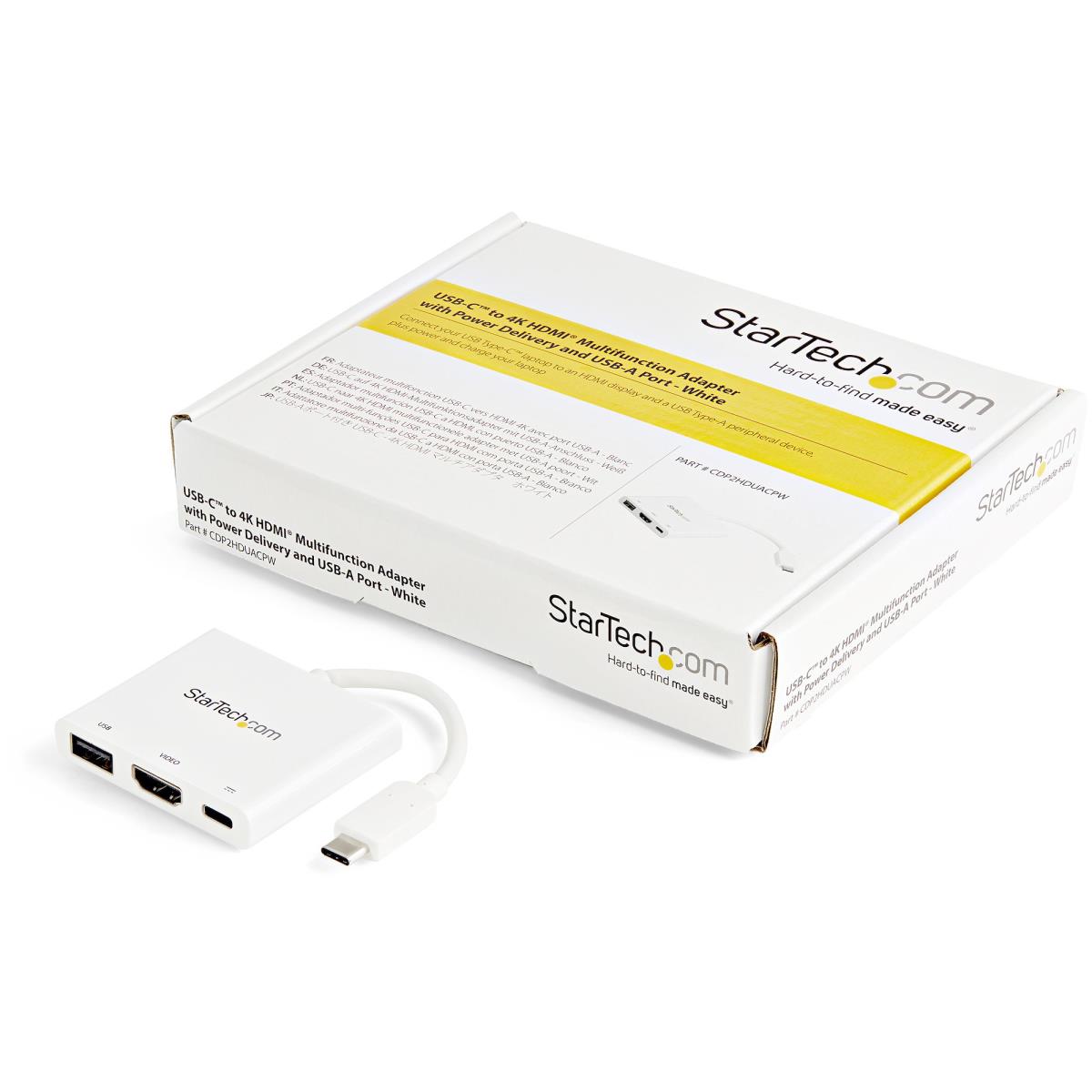 USB-c To 4k Hdmi Multifunction Adapter With Power Delivery And USB-a Port - White
