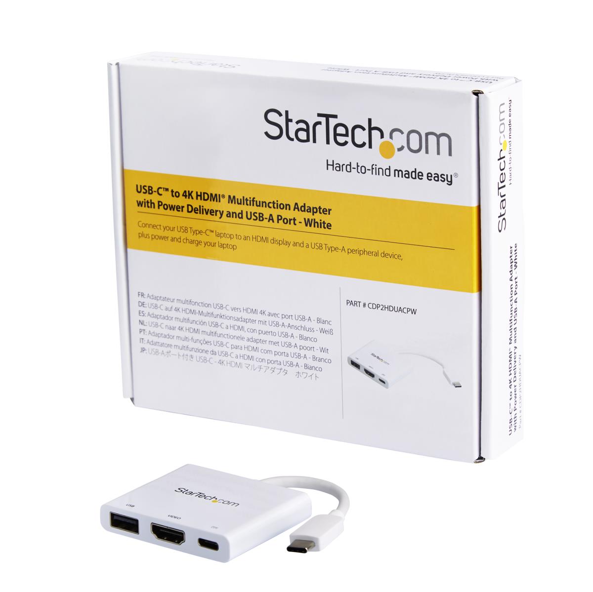 USB-c To 4k Hdmi Multifunction Adapter With Power Delivery And USB-a Port - White