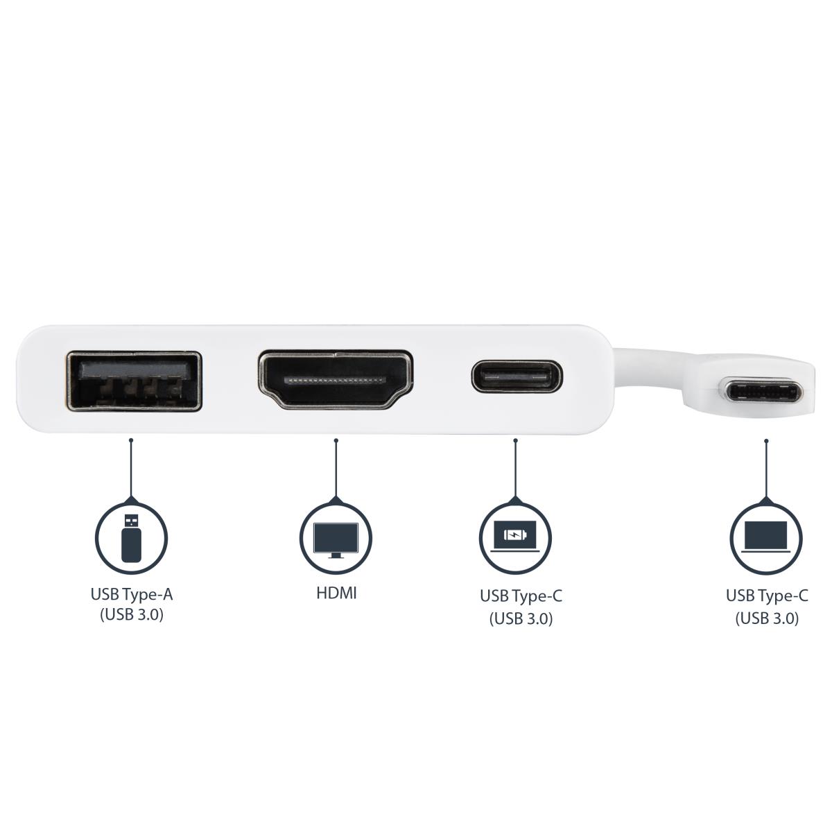 USB-c To 4k Hdmi Multifunction Adapter With Power Delivery And USB-a Port - White
