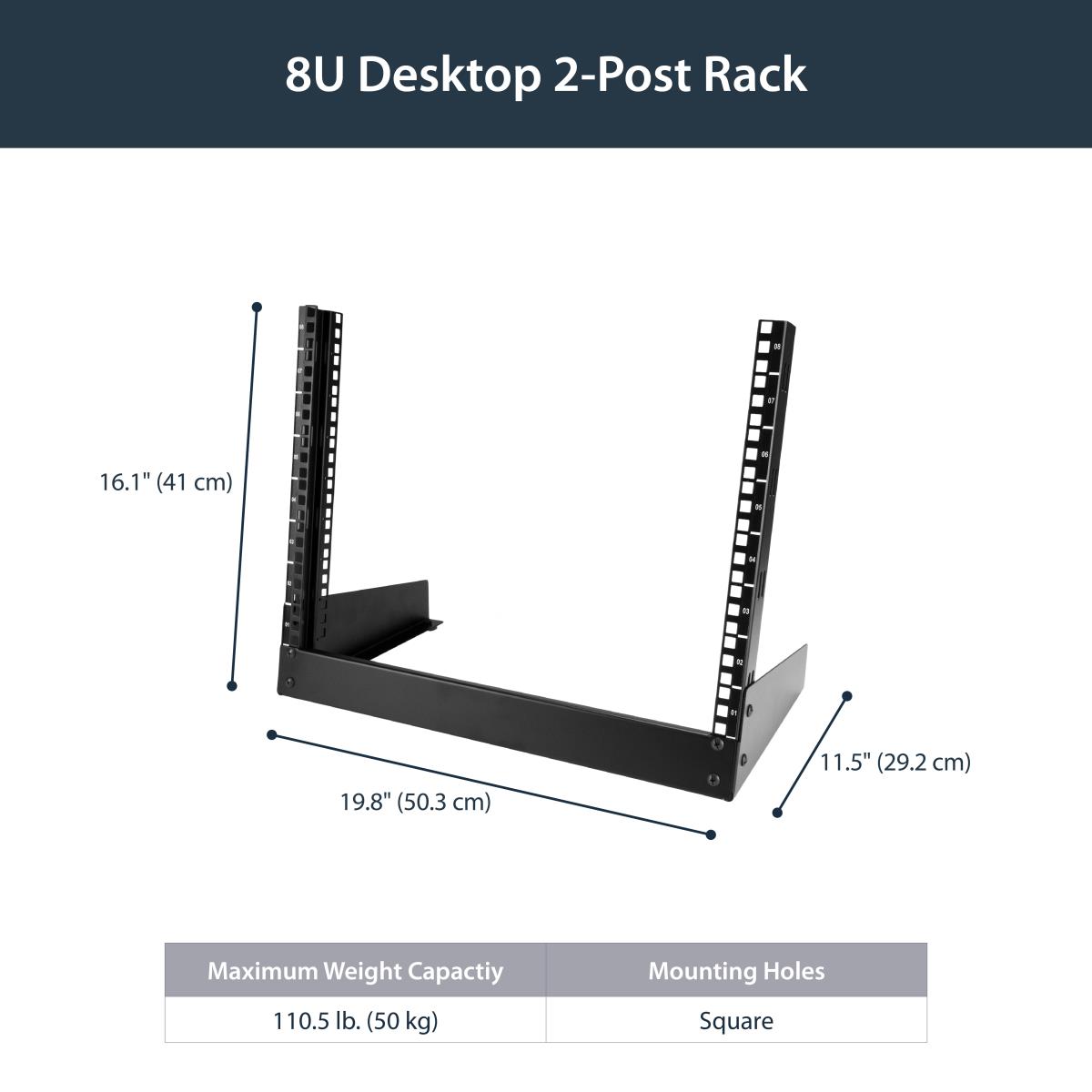 Desktop Rack 8u - 2-post Open Frame Rack
