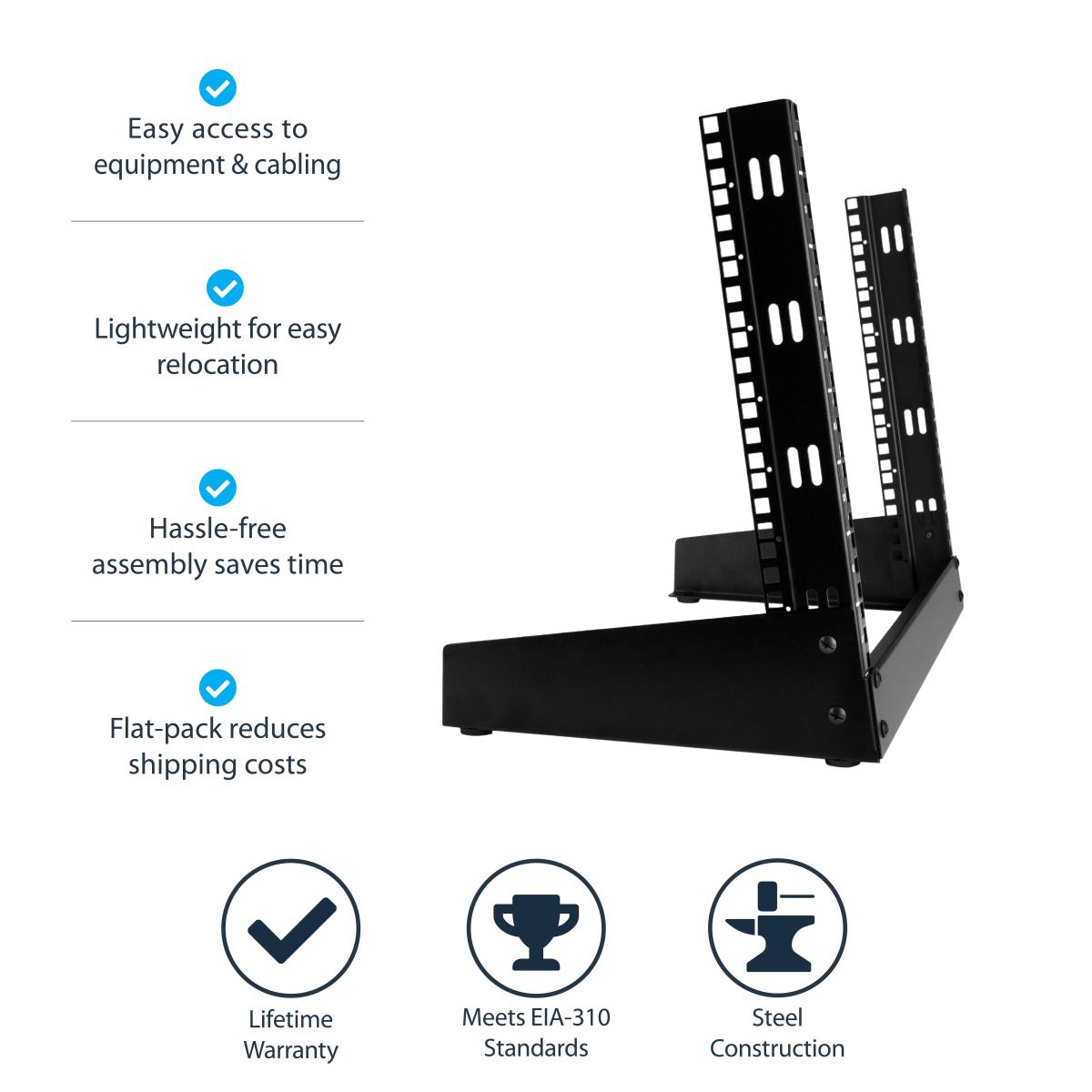 Desktop Rack 8u - 2-post Open Frame Rack