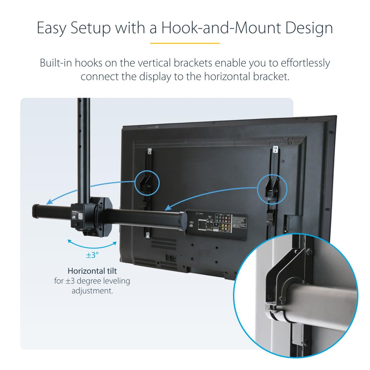 Heavy-duty Steel Ceiling Mount For 3in - 7in Lcd/led/plasma Tv
