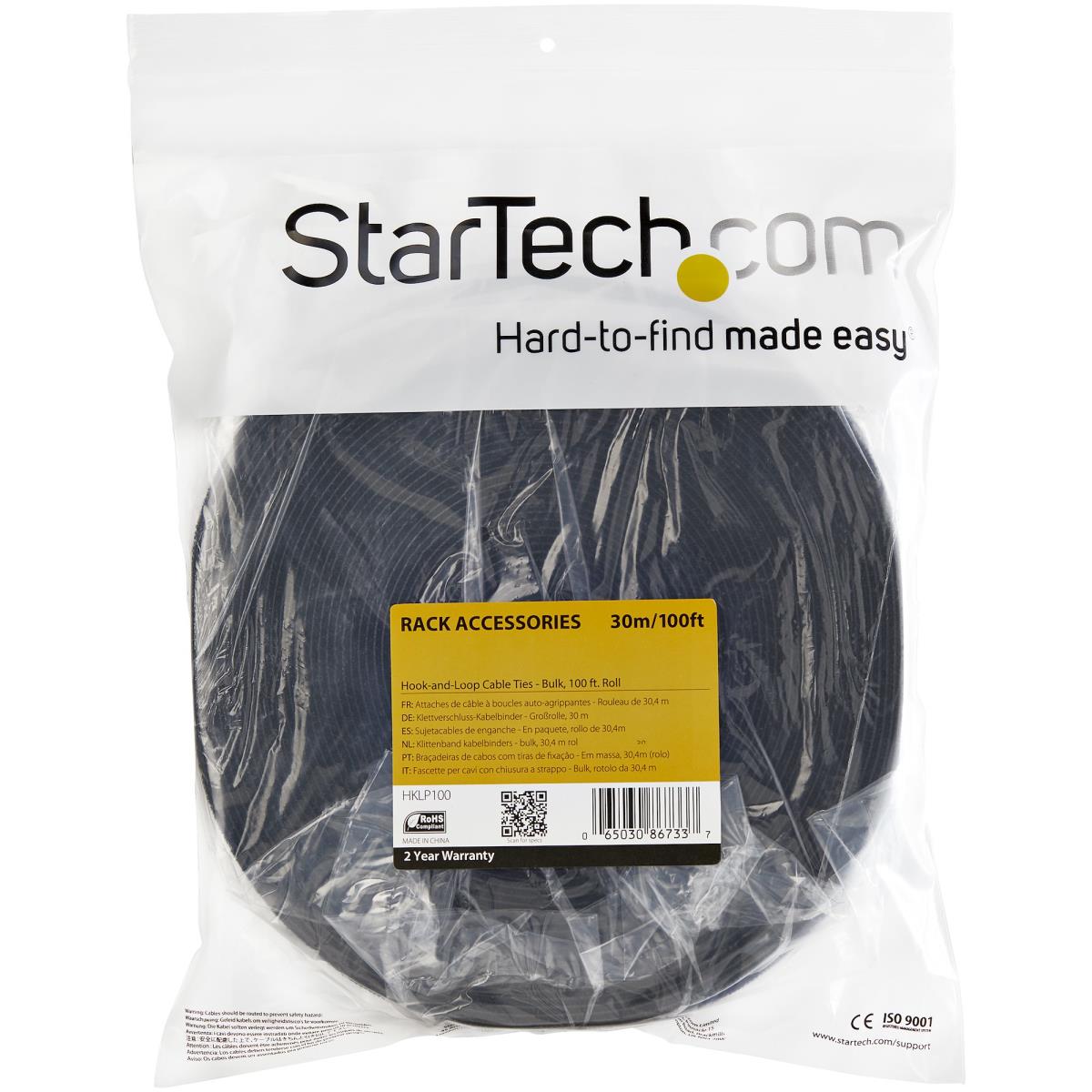 Hook & Loop Self Gripping Cable Straps - Black - 30.50m Roll