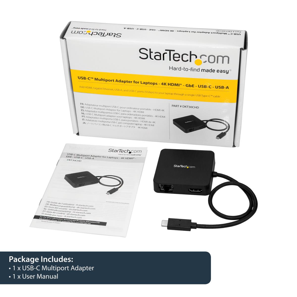 USB-c Multiport Adapter - With 4k Hdmi Gbe USB-c USB-a Ports