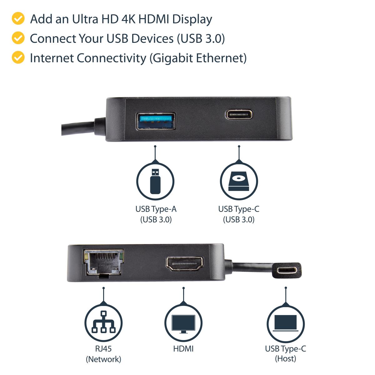 USB-c Multiport Adapter - With 4k Hdmi Gbe USB-c USB-a Ports