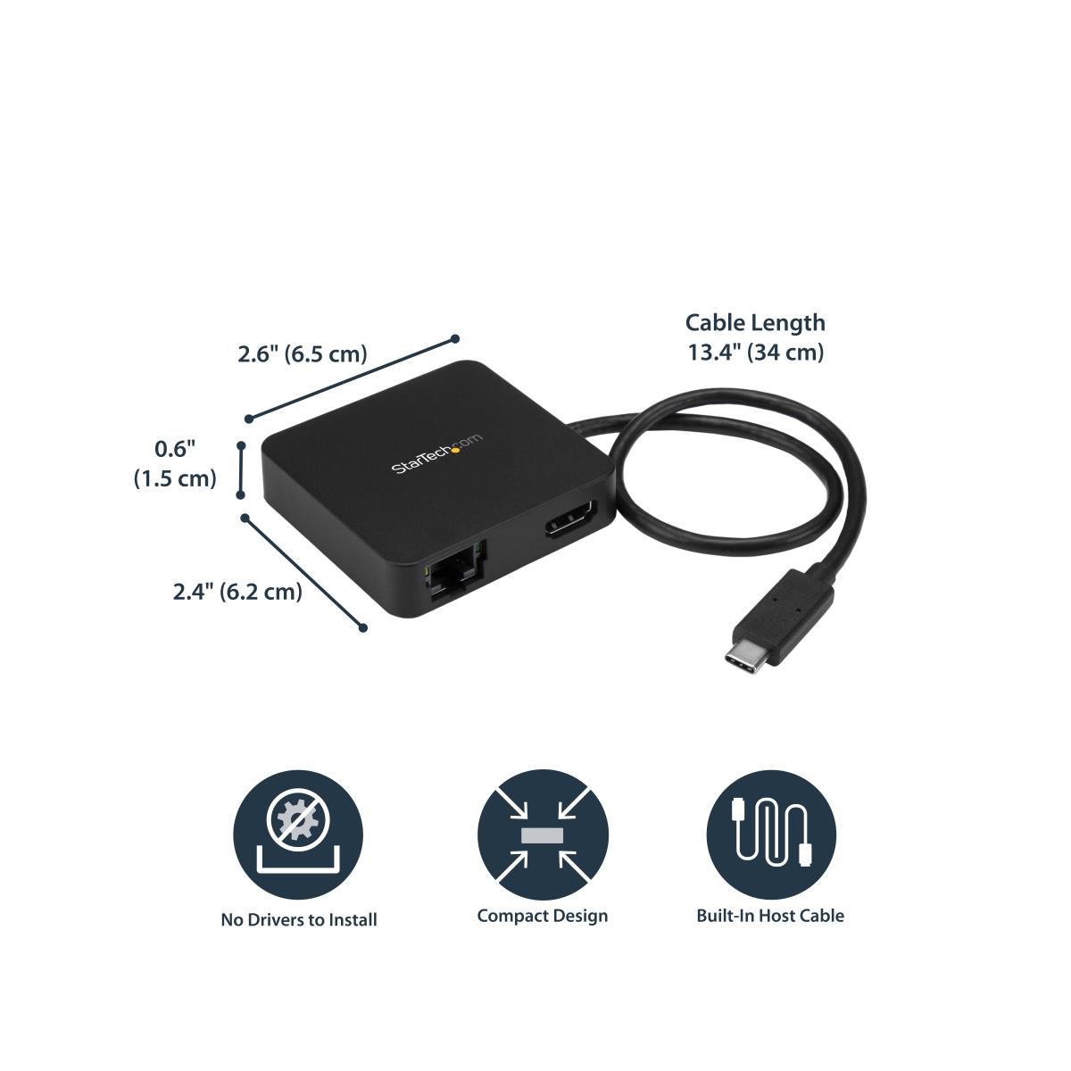 USB-c Multiport Adapter - With 4k Hdmi Gbe USB-c USB-a Ports