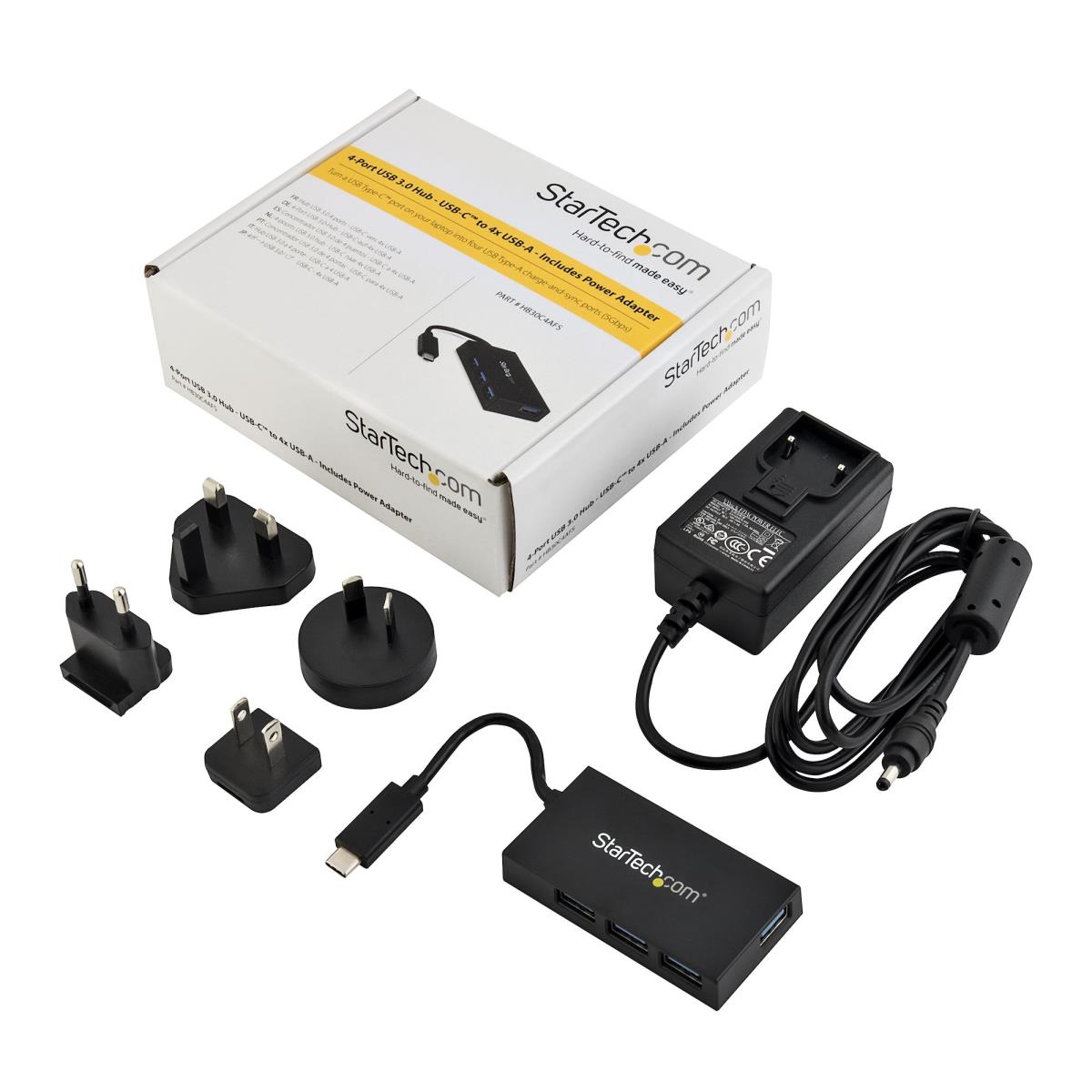 USB C Hub 4port With Power Adapter - Type C To A - USB 3.0