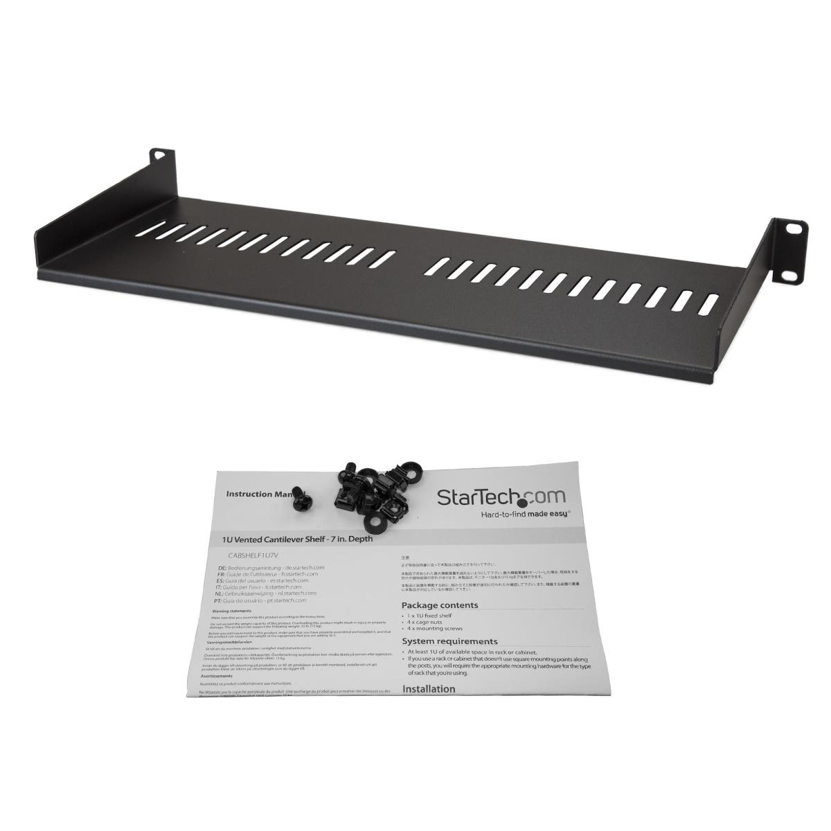Vented 1u Rack Shelf - 7in 177.8 Mm Deep 1u Shelf - Vented