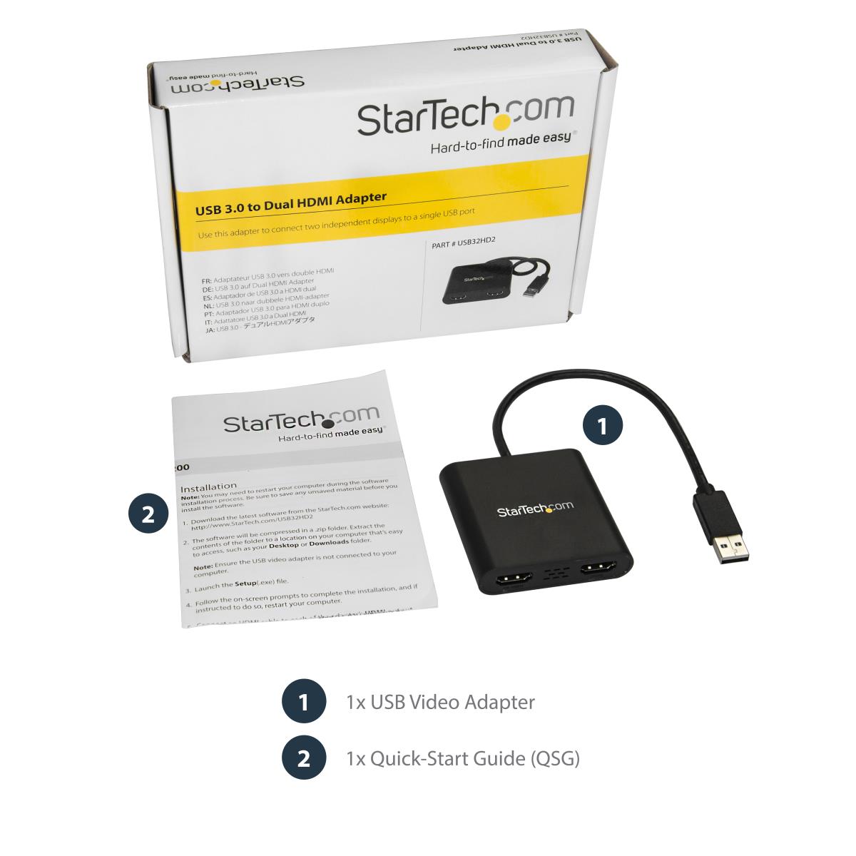 USB To Dual Hdmi Adapter - 4k
