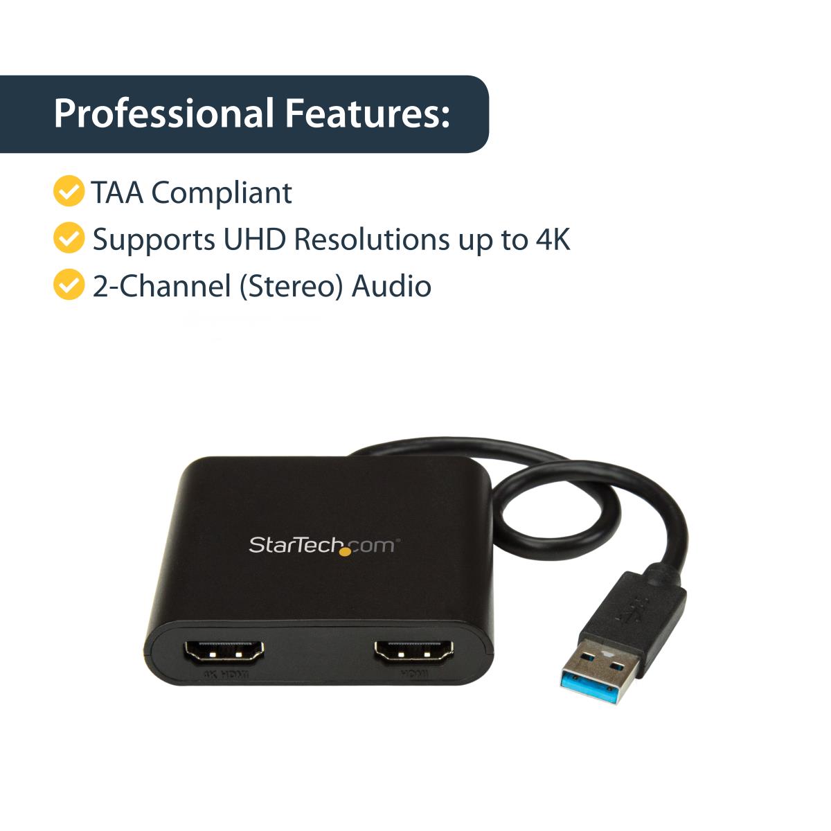 USB To Dual Hdmi Adapter - 4k