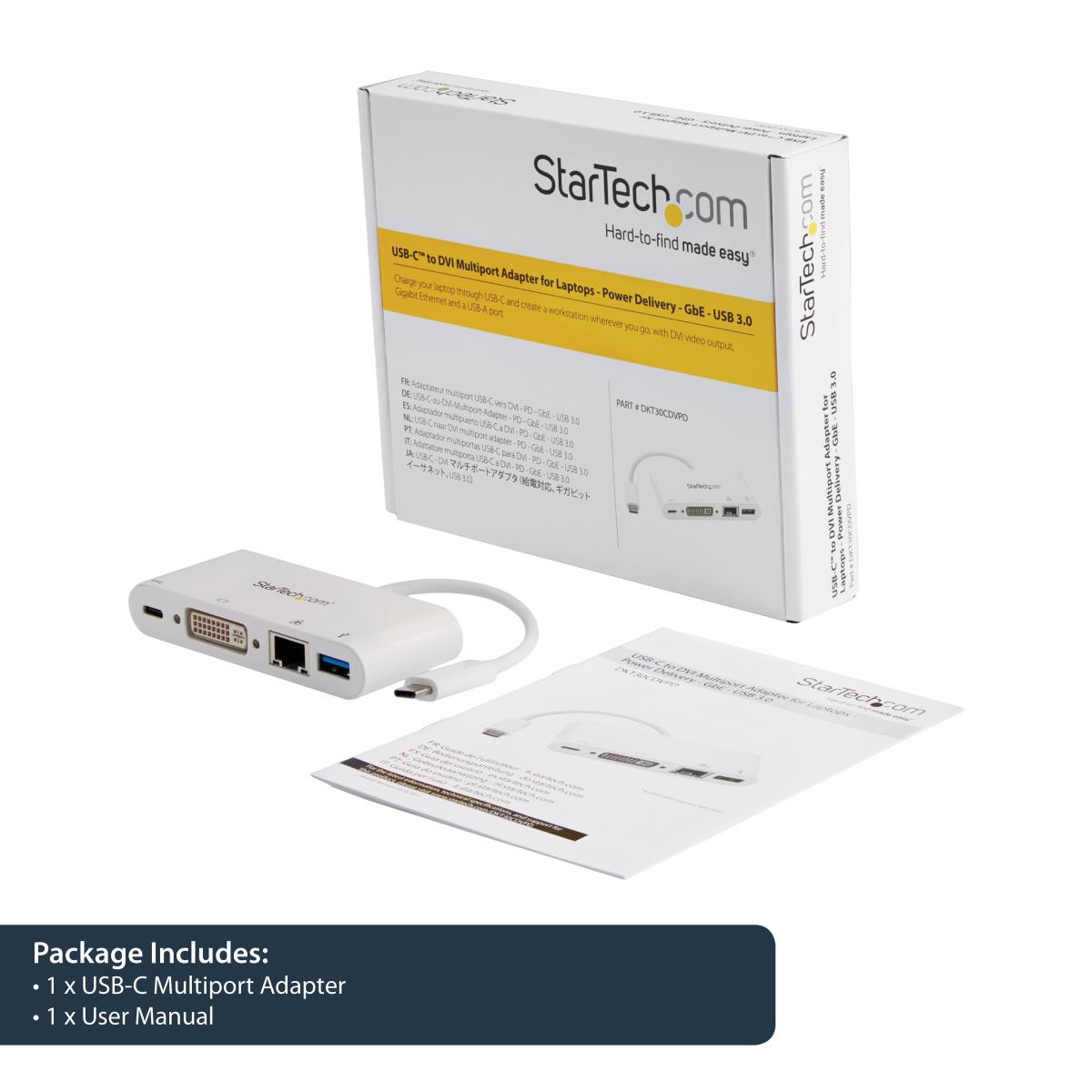 USB-c Multiport Adapter - With Power Delivery DVI Gbe - USB 3