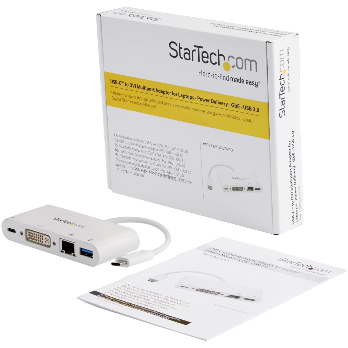 USB-c Multiport Adapter - With Power Delivery DVI Gbe - USB 3