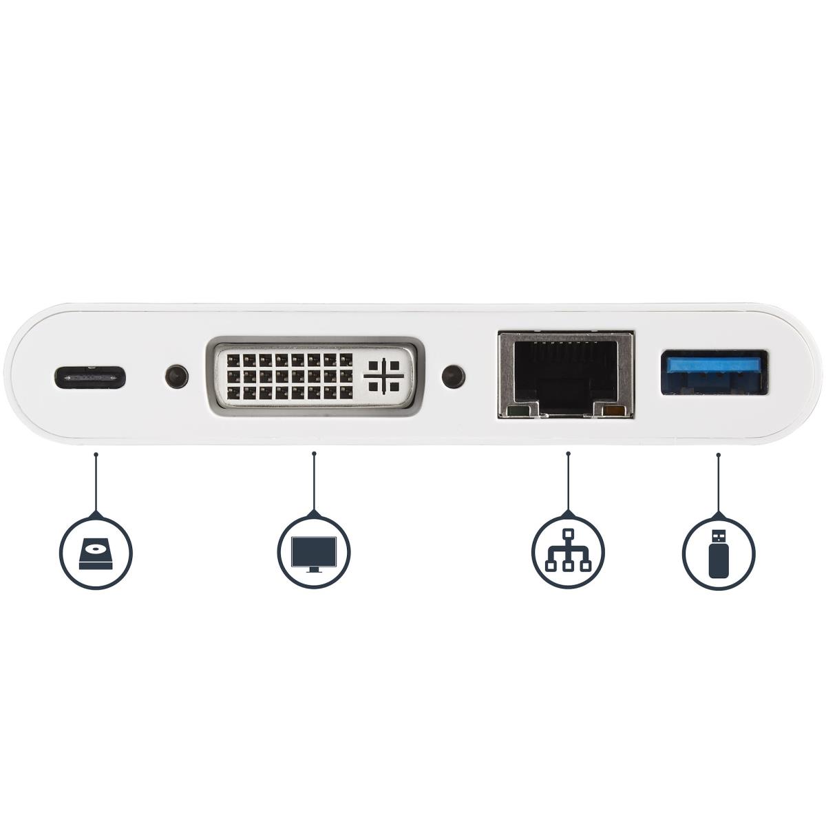 USB-c Multiport Adapter - With Power Delivery DVI Gbe - USB 3