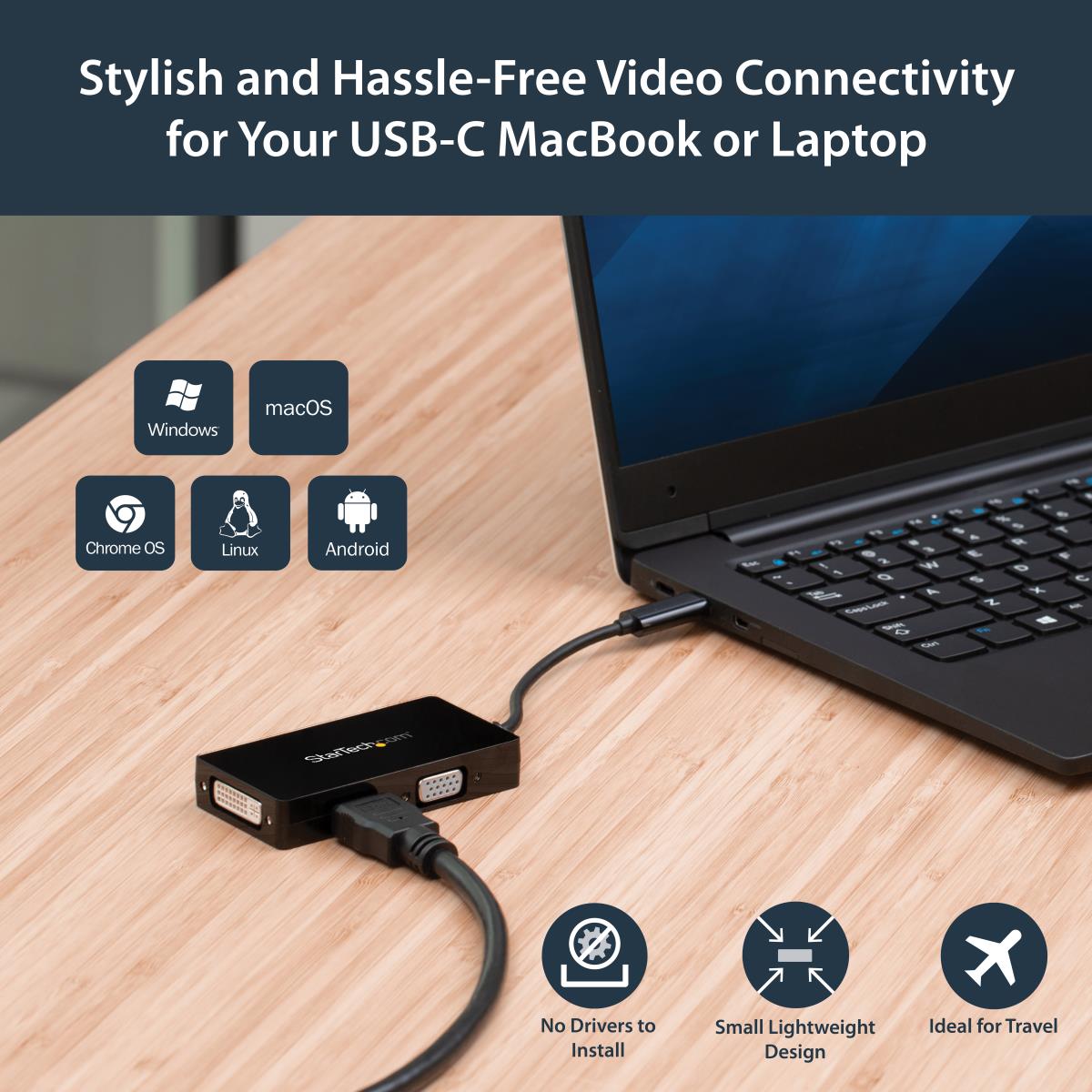 Video Converter 3-in-1 - USB Type C To Vga DVI Or Hdmi - 4k