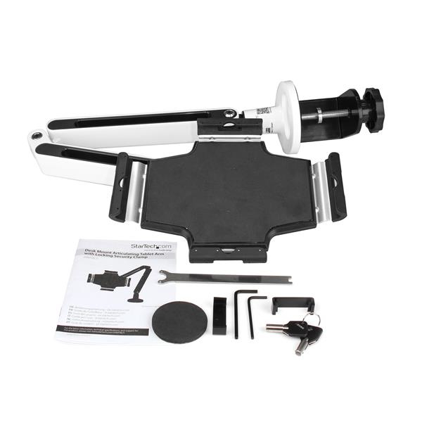 Desk Mountable Tablet Stand With Articulating Arm White