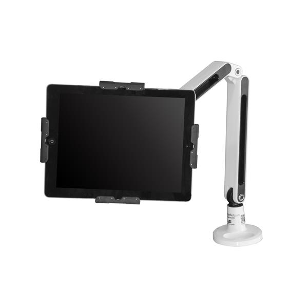 Desk Mountable Tablet Stand With Articulating Arm White