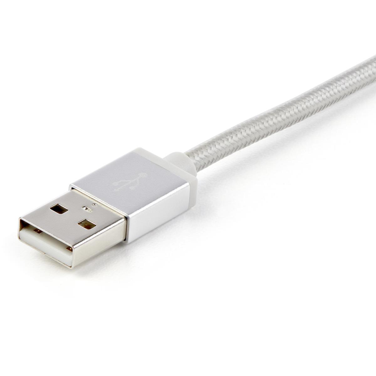 Braided Multi-charger Cable - USB-a To Lightning/ USB-c/micro-b - Silver Grey - 1m