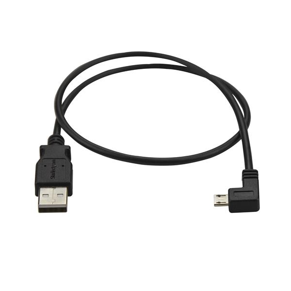 Left Angle Micro USB Charge & Sync Cable - 24 Awg 0.5m