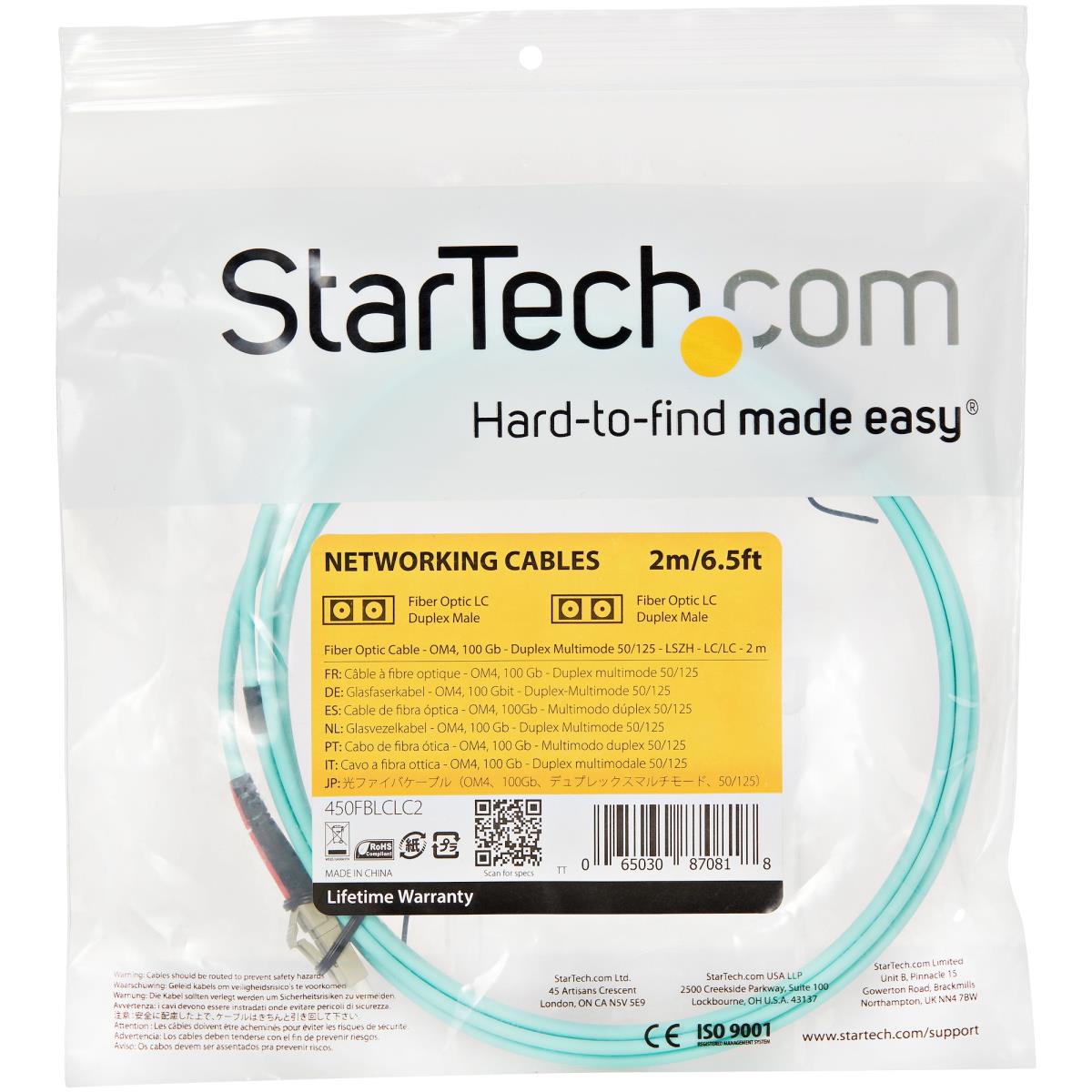 Om4 Fiber Optic Cable 100 GB 50/125 Lszh-lc/lc- Multimode Duplex 2m
