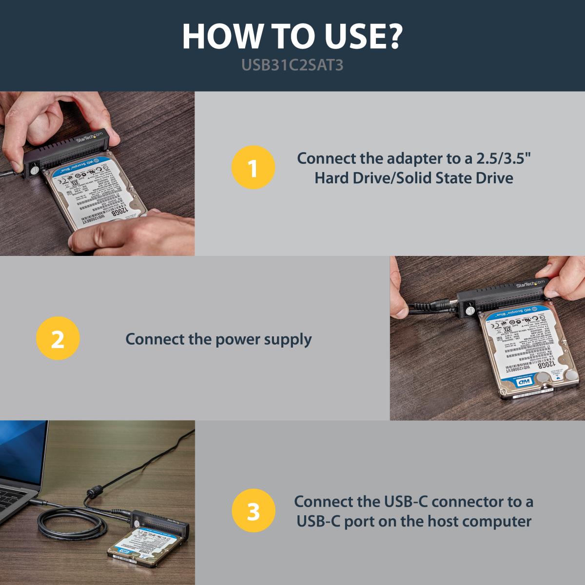 USB C To SATA Adapter Cable For 2.5/3.5in SSD/HDDs-USB 3.1gen 2