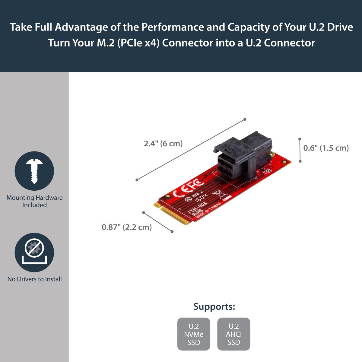 U.2 (sff-8643) To M.2 Pci-e 3.0 X4 Host Adapter Card For 2.5in U.2 Nvme SSD