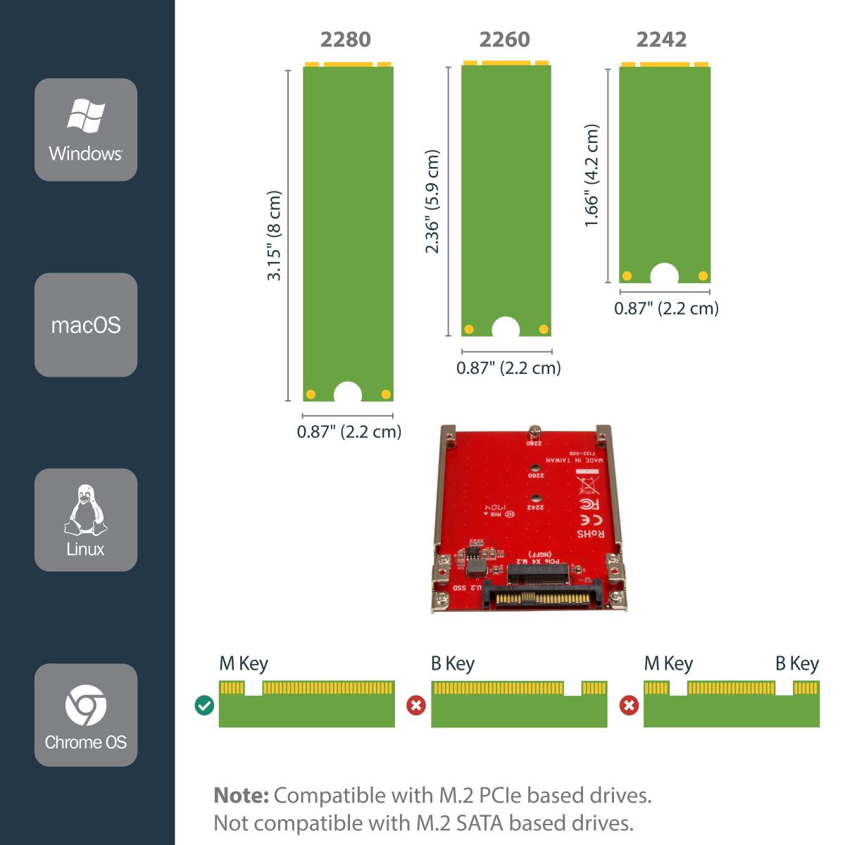 M.2 To U.2 (sff-8639) Adapter For M.2 Pci-e Nvme SSDs